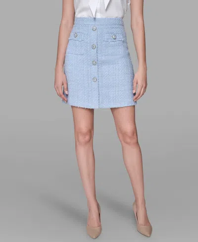Karl Lagerfeld Women's Tweed Mini Skirt In Blue