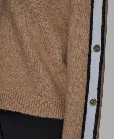 Karl Lagerfeld Petite Crewneck Long-sleeve Sweater In Brown