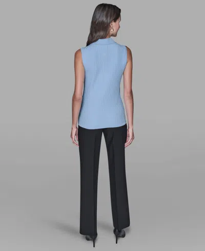 Karl Lagerfeld Women's Sleeveless Collared Sweater In Blue
