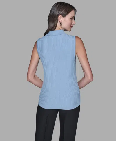 Karl Lagerfeld Women's Sleeveless Collared Sweater In Blue