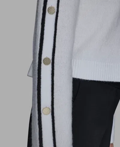 Karl Lagerfeld Petite Crewneck Long-sleeve Sweater In White