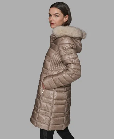 Karl Lagerfeld Women's Long Puffer Coat In Neutral