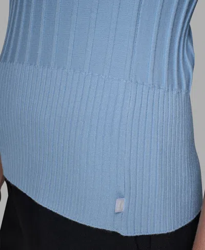 Karl Lagerfeld Women's Ribbed Short-sleeve Sweater In Blue