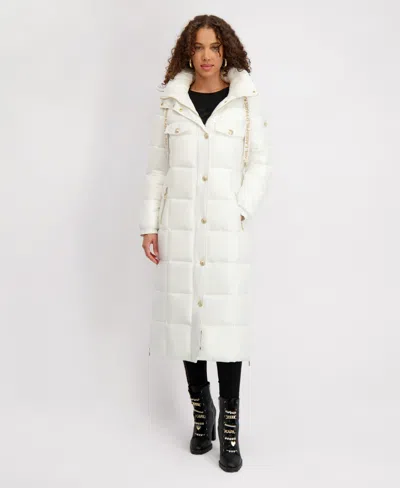 Karl Lagerfeld Women's Hooded Snap-front Puffer Coat In White
