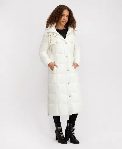 Karl Lagerfeld Women's Hooded Snap-front Puffer Coat In White