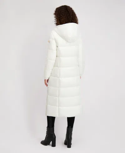 Karl Lagerfeld Women's Hooded Snap-front Puffer Coat In White