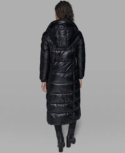 Karl Lagerfeld Women's Hooded Snap-front Puffer Coat In Black