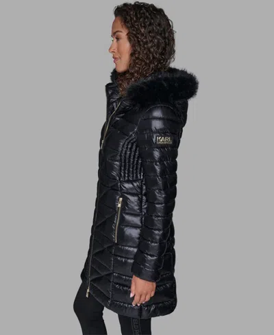 Karl Lagerfeld Women's Long Puffer Coat In Black