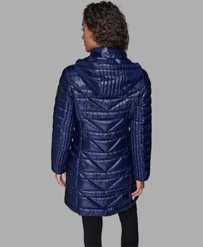 Karl Lagerfeld Women's Long Puffer Coat In Blue