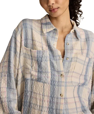 Lucky Brand Plaid Crop Button-up Shirt In Multi