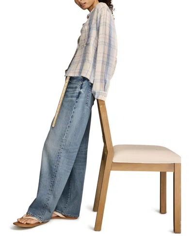 Lucky Brand Plaid Crop Button-up Shirt In Multi