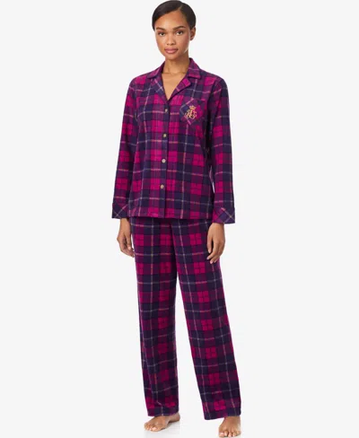 Ralph Lauren Women's Petite Long Sleeves Notch Collar Pajama Set In Multi