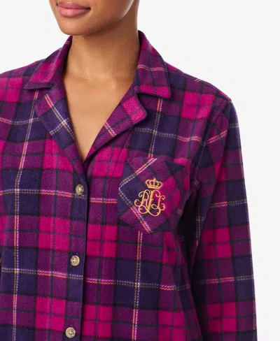 Ralph Lauren Women's Petite Long Sleeves Notch Collar Pajama Set In Multi