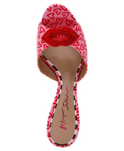 Betsey Johnson Women's Casidy Rhinestone Lips Mules In Pink