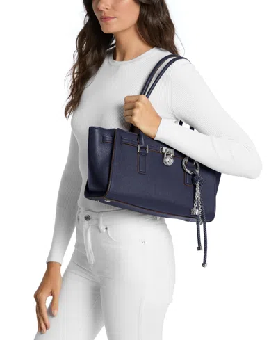 Michael Kors Michael  Hamilton Moderne Medium East West Shoulder Tote Bag In Blue