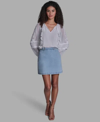 Bcbg Women's Button Waist Mini Skirt In Blue