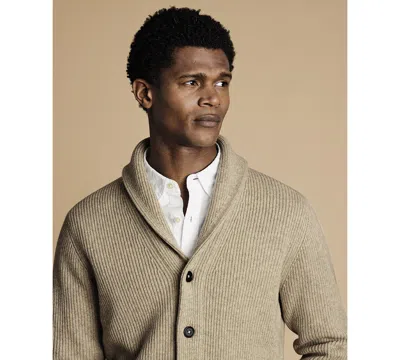 Charles Tyrwhitt Men's Oatmeal Chunky Merino Sweater In Brown