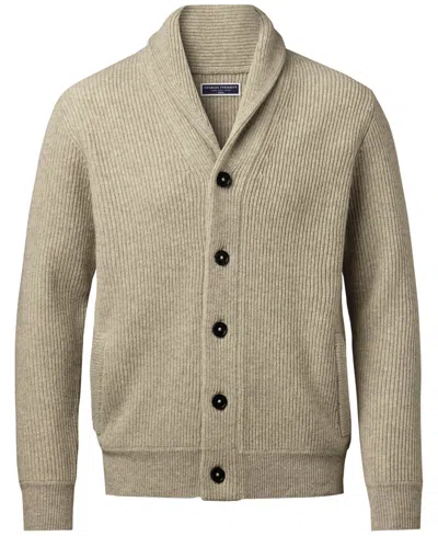 Charles Tyrwhitt Men's Oatmeal Chunky Merino Sweater In Brown
