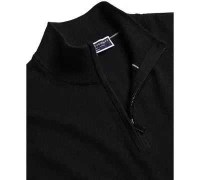 Charles Tyrwhitt Men's Long Sleeve Quarter-zip Merino Wool Sweater In Black