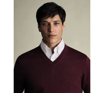 Charles Tyrwhitt Men's V-neck Regular-fit Sweater In Burgundy