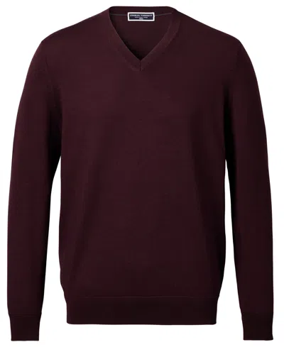 Charles Tyrwhitt Men's V-neck Regular-fit Sweater In Burgundy