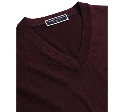 Charles Tyrwhitt Men's V-neck Regular-fit Sweater In Burgundy