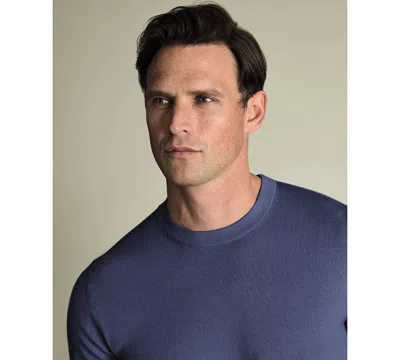 Charles Tyrwhitt Pure Merino Crew Neck Sweater In Blue