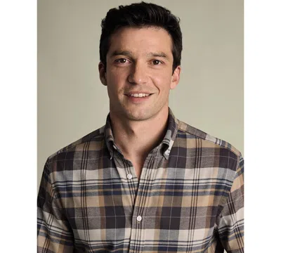 Charles Tyrwhitt Men's Plaid Long-sleeve Shirt In Brown