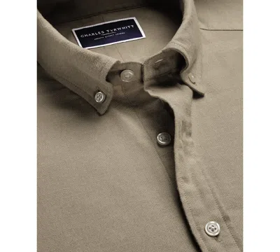Charles Tyrwhitt Men's Slim Fit Long-sleeve Shirt In Brown