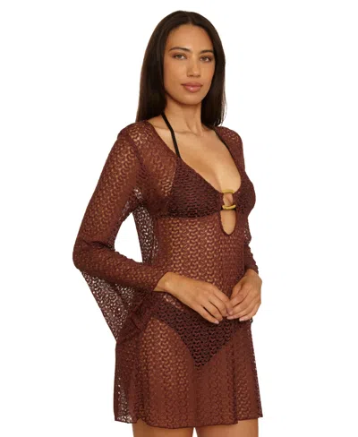 Becca Women's Crocheted Cover-up Dress In Brown