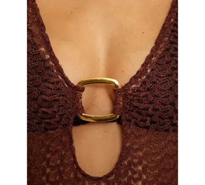 Becca Women's Crocheted Cover-up Dress In Brown