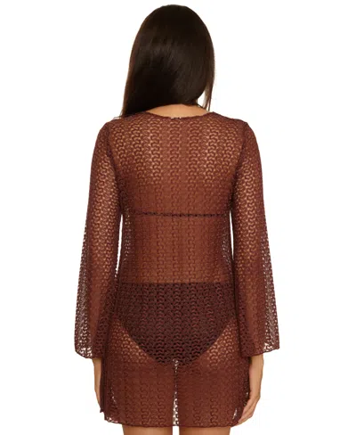 Becca Women's Crocheted Cover-up Dress In Brown