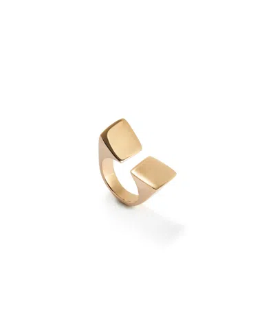 Unode50 Metal Alloy Ring Plated In Gold 18k With Square Shape At The Ends In Gold