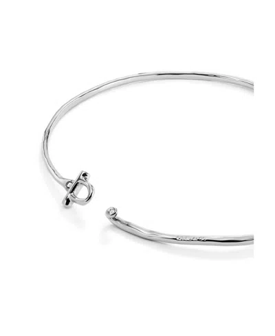 Unode50 Rigid Necklace Plated In Sterling Silver With White Topaz In Metallic