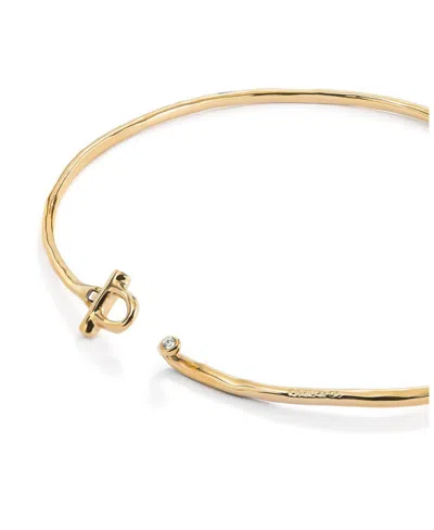 Unode50 Rigid Necklace 18k Gold Plated With White Topaz In Gold