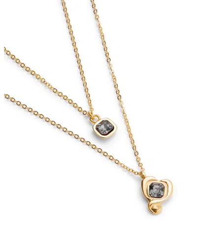 Unode50 18k Gold Plated Double-strand Necklace With Heart Square Charms In Gold