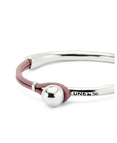 Unode50 Sculptural Silver Mauve Leather Half-cuff In Multi