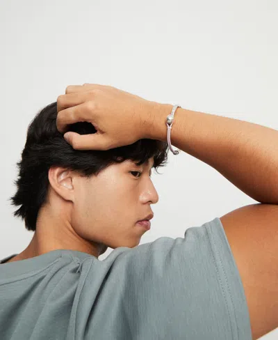 Unode50 Sculptural Silver Mauve Leather Half-cuff In Multi