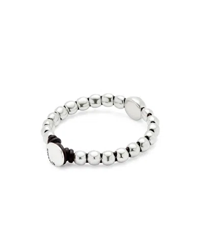 Unode50 Leather Bracelet With A Large Bead In Silver