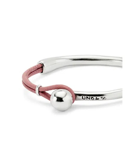 Unode50 Sculptural Silver Mauve Leather Half-cuff In Multi