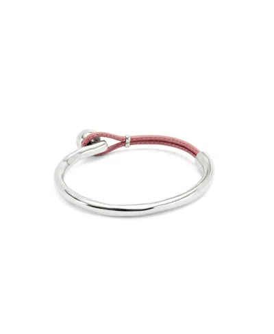 Unode50 Sculptural Silver Mauve Leather Half-cuff In Multi