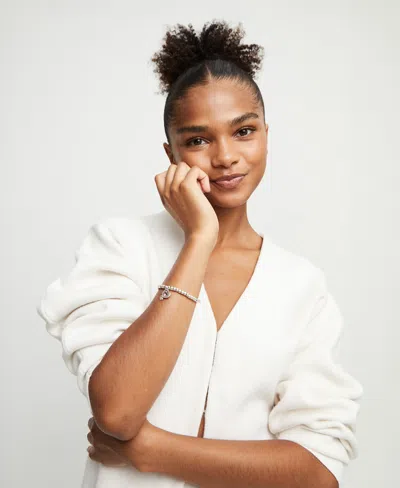 Unode50 Beaded Stretch Bracelet With Heart And Pink Crystal In Silver