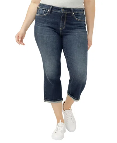 Silver Jeans Co. Plus Size Suki Mid Rise Curvy Fit Capri Jeans In Blue