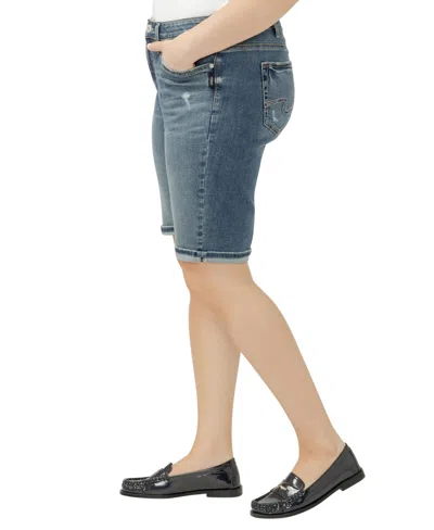 Silver Jeans Co. Plus Size Suki Mid Rise Curvy Fit Bermuda Shorts In Blue