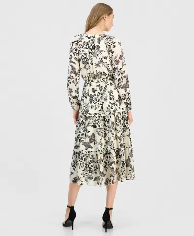 Anne Klein Women's Printed Tie-neck Tiered Maxi Dress In Multi