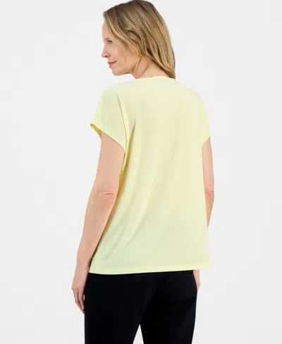 Kasper Women's Diamond-neck Short-sleeve Blouse In Yellow