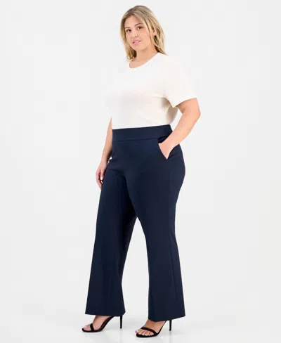 Anne Klein Plus Size Bootcut Pants In Blue