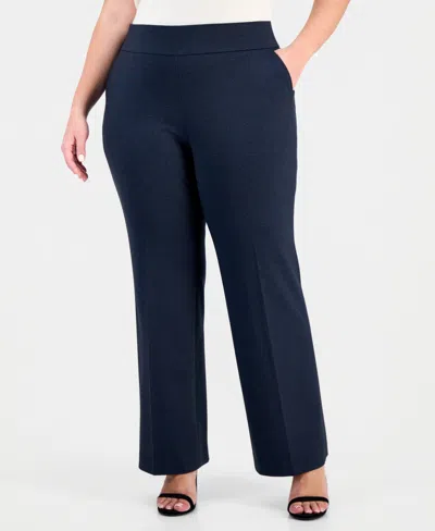 Anne Klein Plus Size Bootcut Pants In Blue