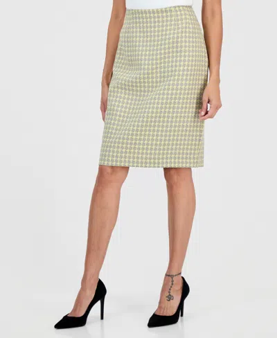 Kasper Women's Plaid Tweed Zip-back Pencil Skirt In Green