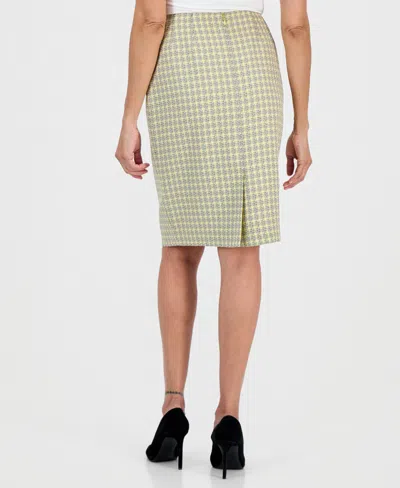 Kasper Women's Plaid Tweed Zip-back Pencil Skirt In Green